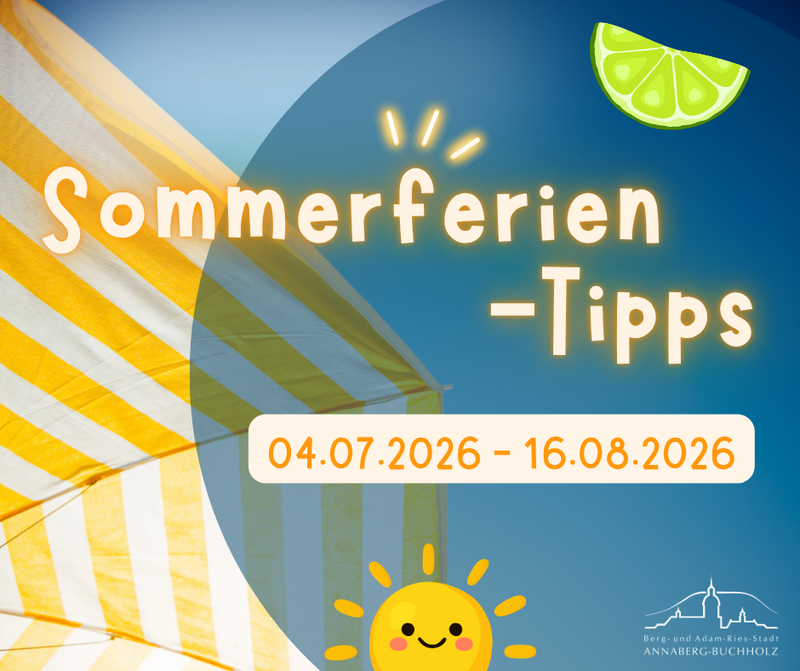 Buntes Bild mit Schriftzug Sommerferien Tipps