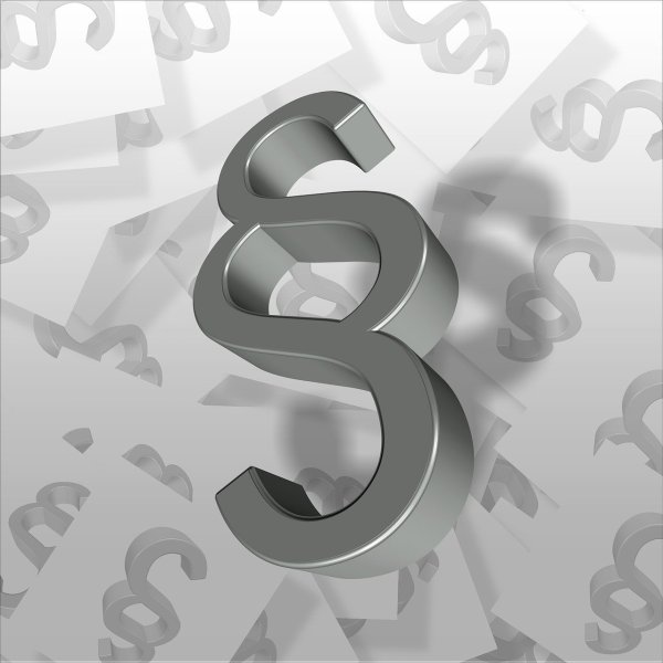Illustration Paragraph Zeichen 3D in Grau, Widerspruchsrecht Bundesmeldegesetz 2026