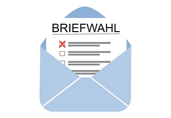 Piktogramm zur Briefwahl. Ein Stimmzettel schaut zur Hälfte aus einem Umschlag. © Bild von Maximilian Richter auf Pixabay
