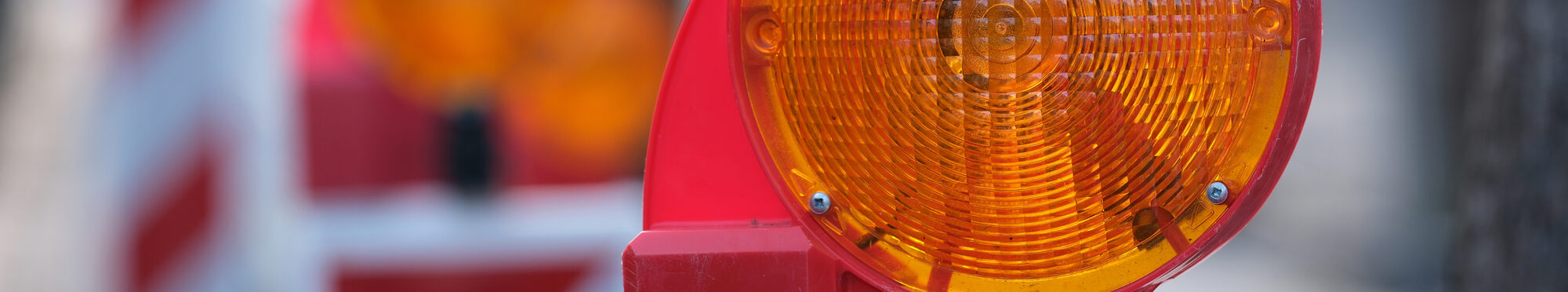 Warnleuchte an eineer Baustelle