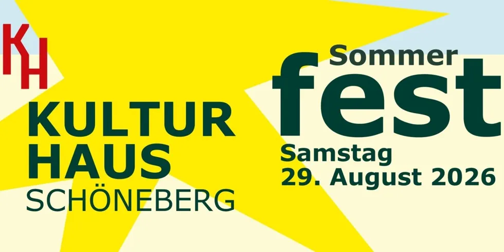 Grafik zum Sommerfest des Kulturhauses Schöneberg am Samstag, den 29. August 2026
