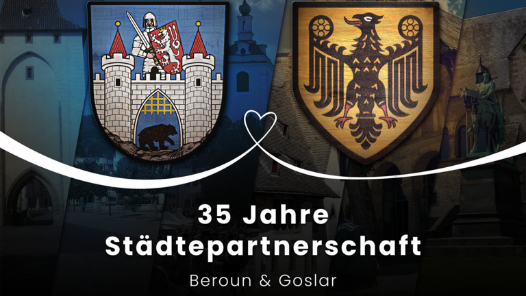 Das Bild zeigt die beiden Wappen der Städte.