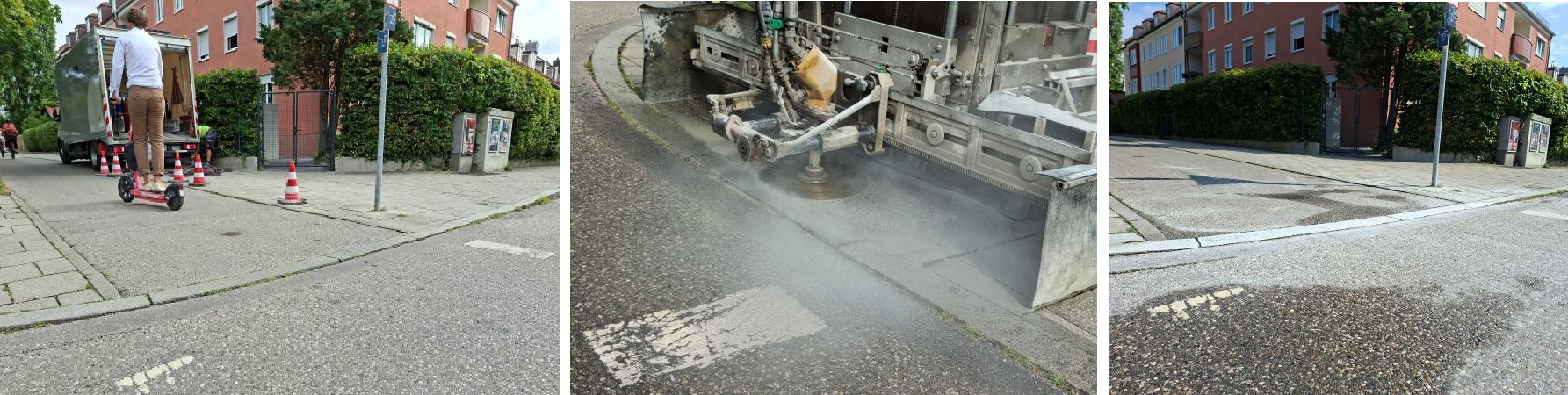 Bordsteinkanten in der Waisenhausstraße vor und nach der Abflachung (Foto: Baureferat)