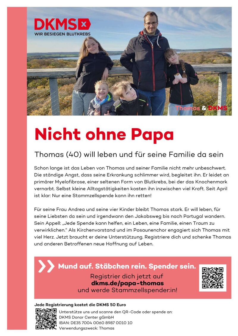 Plakat mit Mann und Kindern