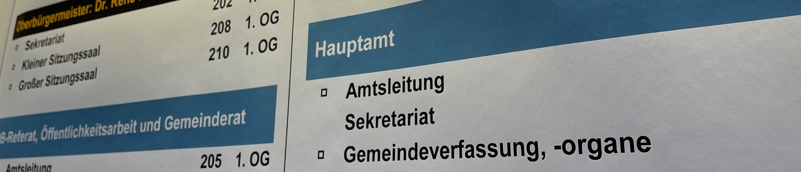 Ausschnitt aus dem Ämterverzeichnis