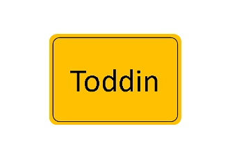 gelbes Ortsschild, zeigt den Gemeindenamen: Toddin © Amt Hagenow-Land