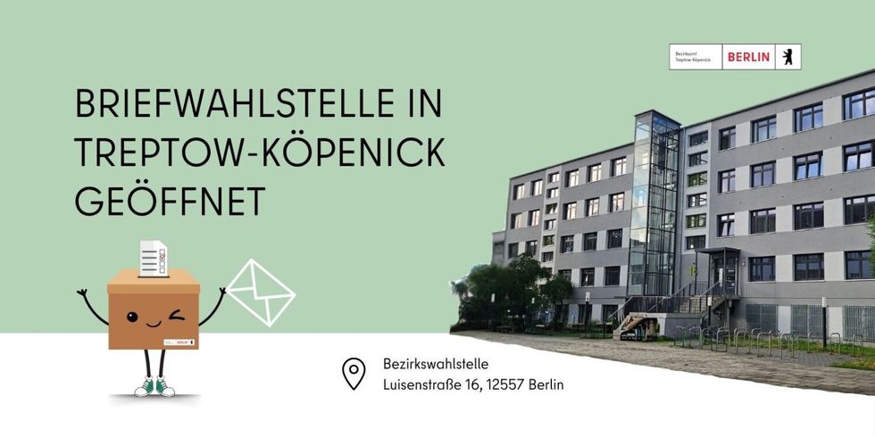 Ansicht des Dienstgebäudes der Briefwahlstelle Treptow-Köpenick
