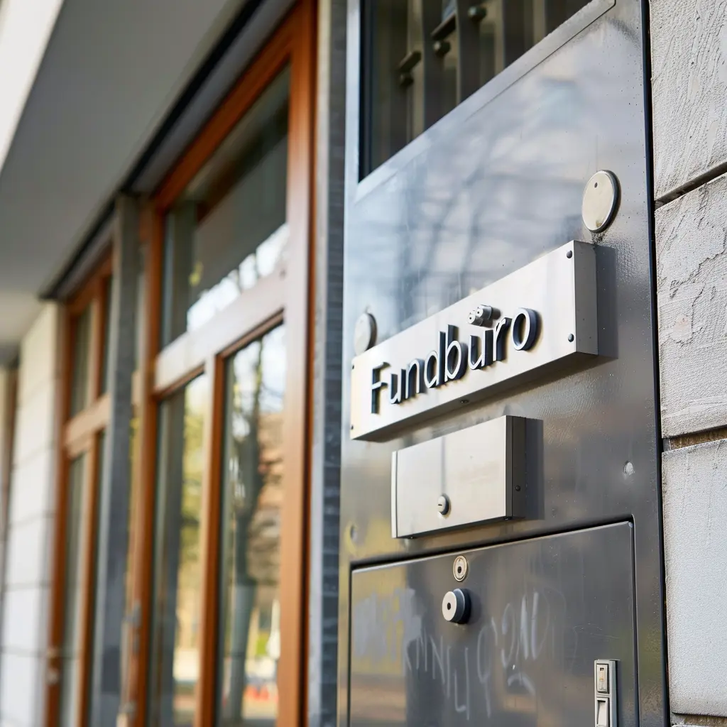Teil einer Gebäudefassade mit Aufschrift Fundbüro