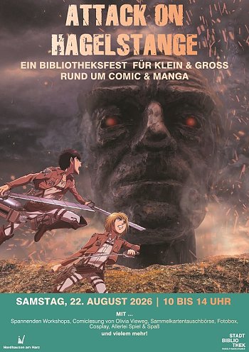 Bild: Plakat zum Bibliotheksfest "Attack on Hagelstange"