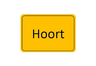 gelbes Ortsschild, zeigt den Gemeindenamen: Hoort © Amt Hagenow-Land