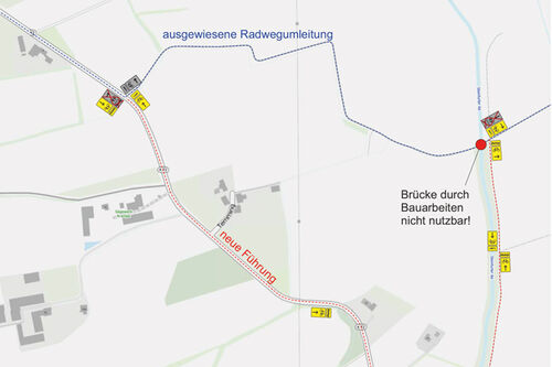 Geänderte Radwegumleitung an der L 579 zwischen Laer und Altenberge