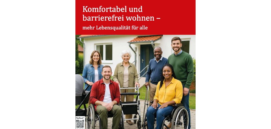 Auf dem Foto ist eine Gruppe von Menschen zu sehen. Im Rollstuhl, mit Rollator, Kinderwagen und Stützen
