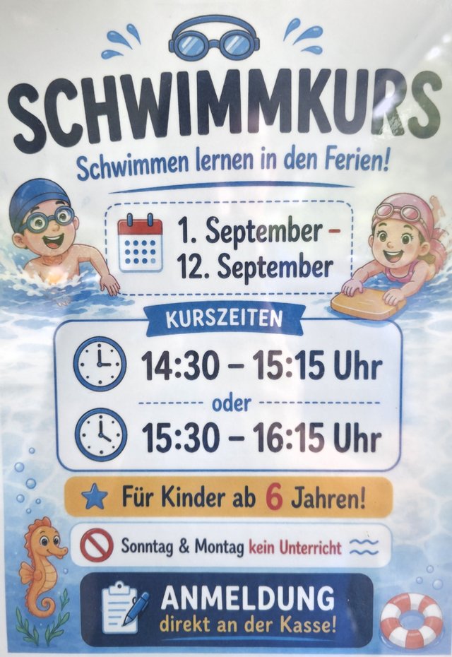 Schwimmkurs Plakat