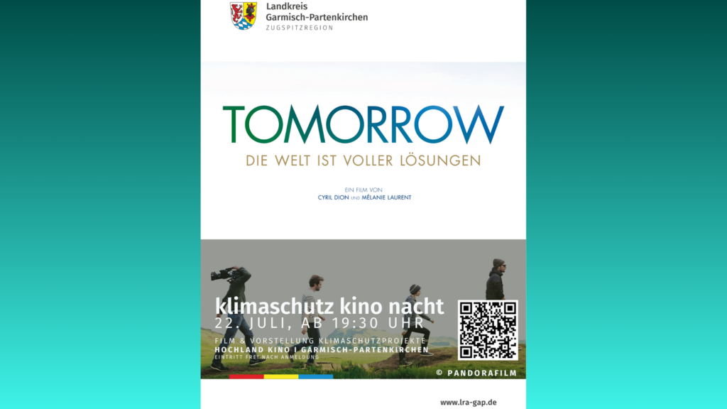 Plakat zur Bewerbung der Klimaschutz Kino Nacht am 22.07.2026 in Garmisch-Partenkirchen (c) Landratsamt Garmisch-Partenkirchen und (c) Pandorafilm
