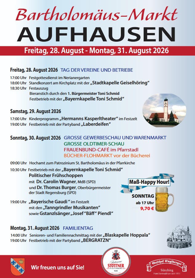 Plakat Aufhausener Markt 2026 aktuell