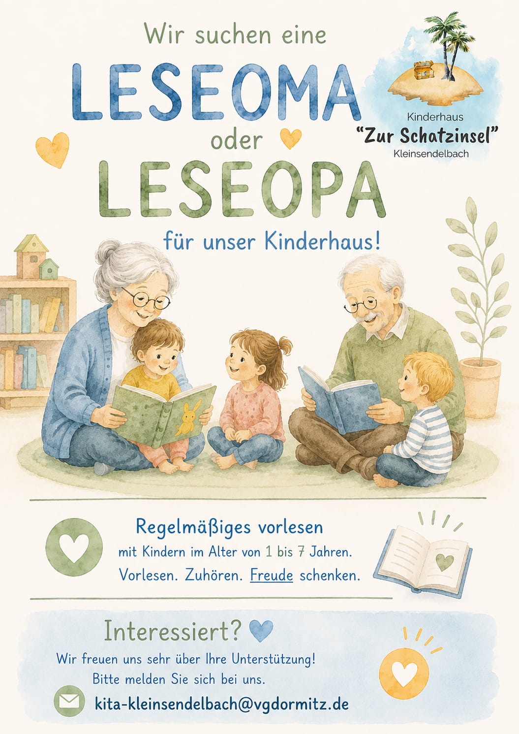 Lese-Oma/Lese-Opa für das Kinderhaus gesucht