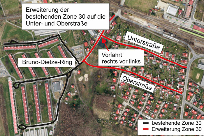 Lageskizze über die Änderungsmaßnahmen