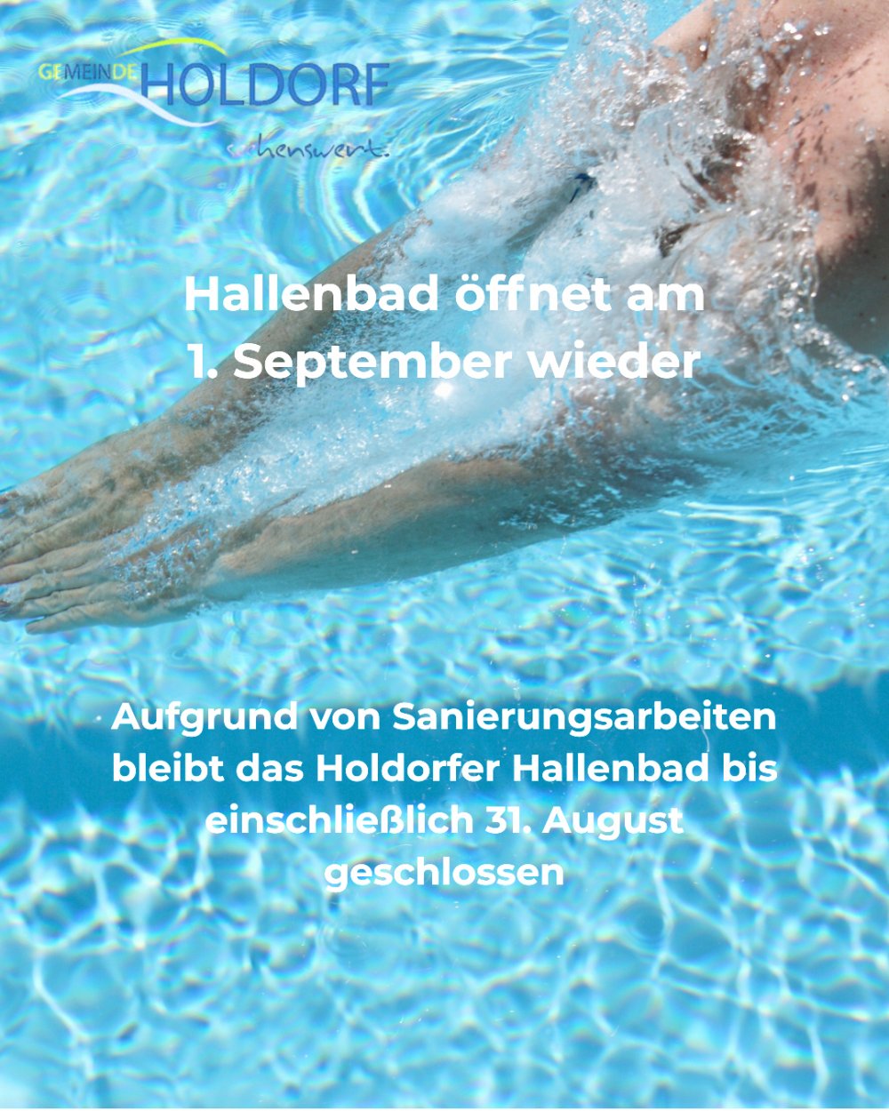 Holdorfer Hallenbad öffnet wieder am 1. September.2026