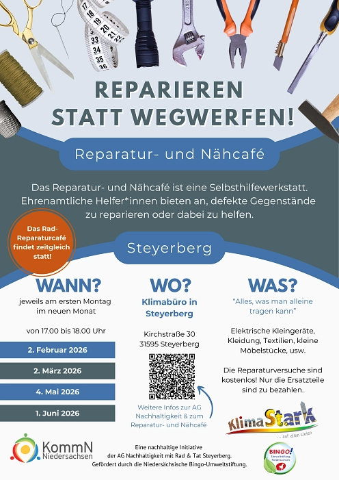 Reparatur- und Nähcafé: Plakat © Flecken Steyerberg