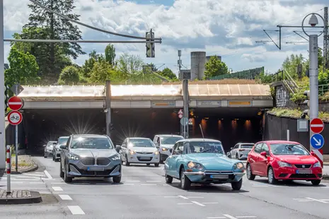 Die nördliche Ausfahrt aus dem Straßentunnel Bad Godesberg in Höhe der Wurzerstraße.