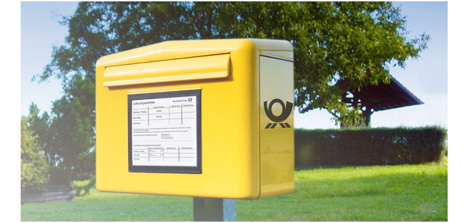 Auf dem Bild ist ein Briefkasten der Deutschen Post zu sehen