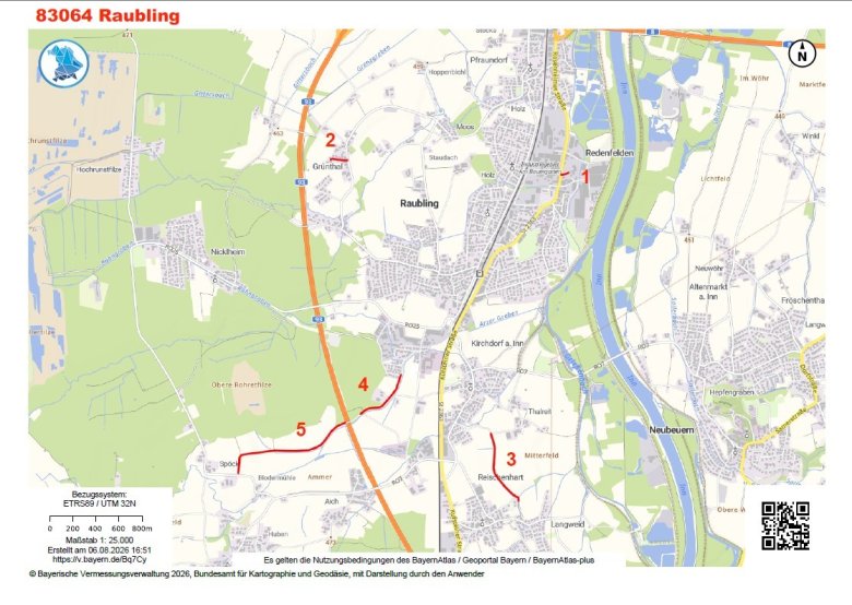 Kartenausschnitt von Raubling