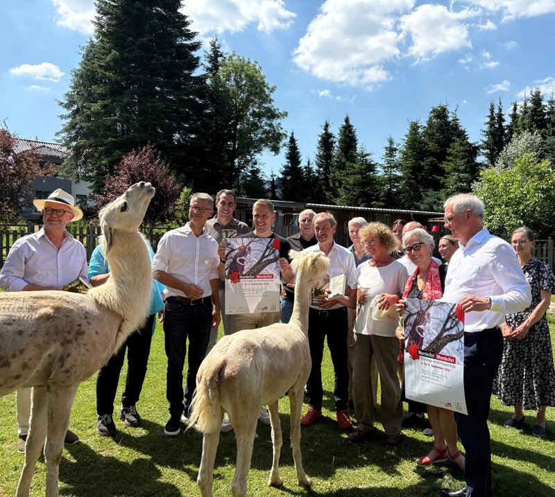 Bei der Vorstellung der Krimiwoche „Nordeifel Mordeifel“ waren auch die Lamas und Alpakas begeistert.