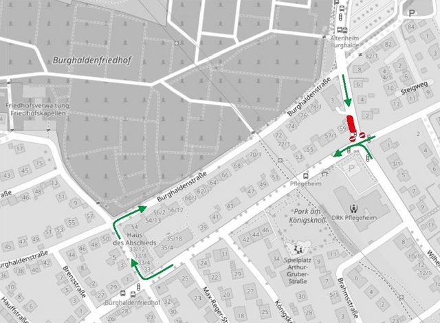 Skizze zur Übersicht der Verkehrsführung und der ausgeschilderten Umleitung (Quelle: Stadt Sindelfingen)