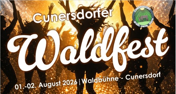 Plakat mit Schriftzug Cunersdorfer Waldfest