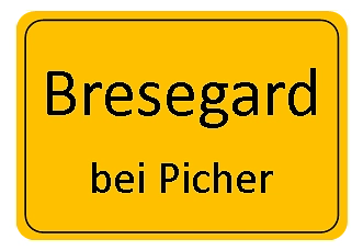 gelbes Ortsschild, zeigt den Gemeindenamen: Bresegard bei Picher © Amt Hagenow-Land