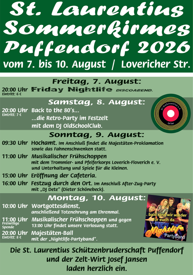Programm der Puffendorfer Kirmes 2026